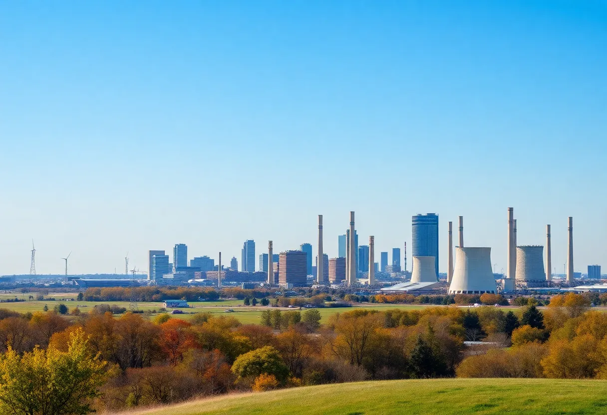 Omaha skyline with coal power plants in the foreground