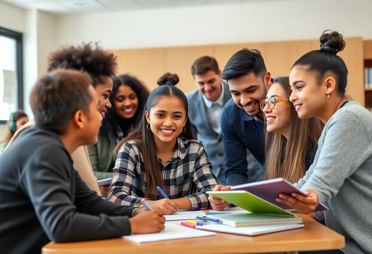 Students in an Omaha classroom demonstrating collaborative learning