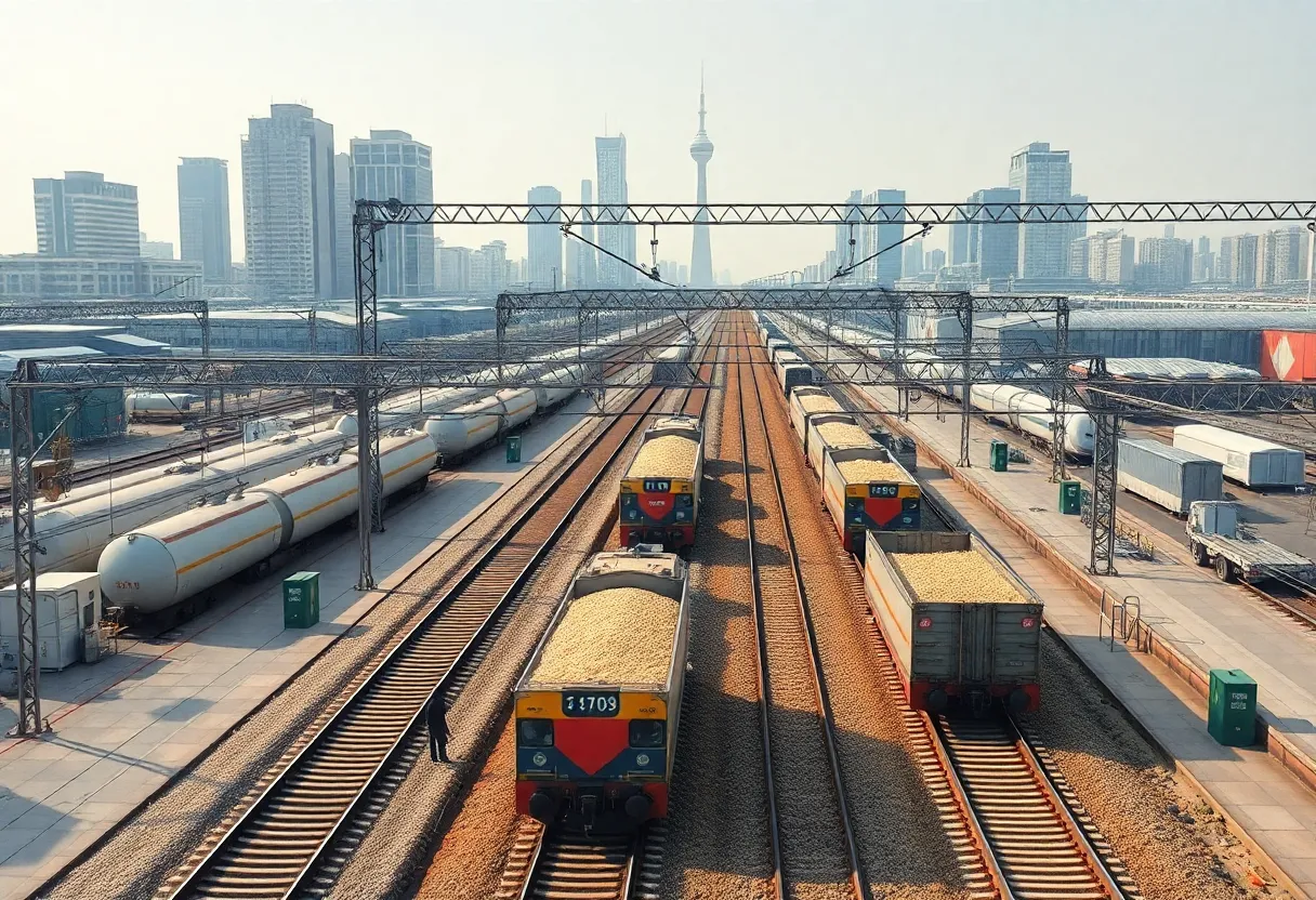 Modern automated railyard in Omaha with grain loading facilities