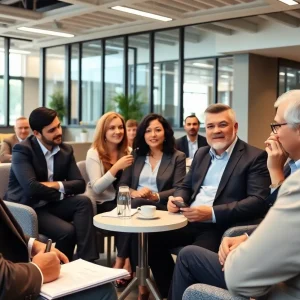 Business owners discussing retirement planning strategies in Omaha seminar