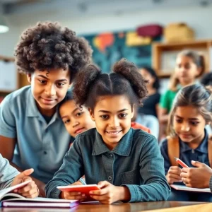 Diverse students celebrating academic success in Omaha schools