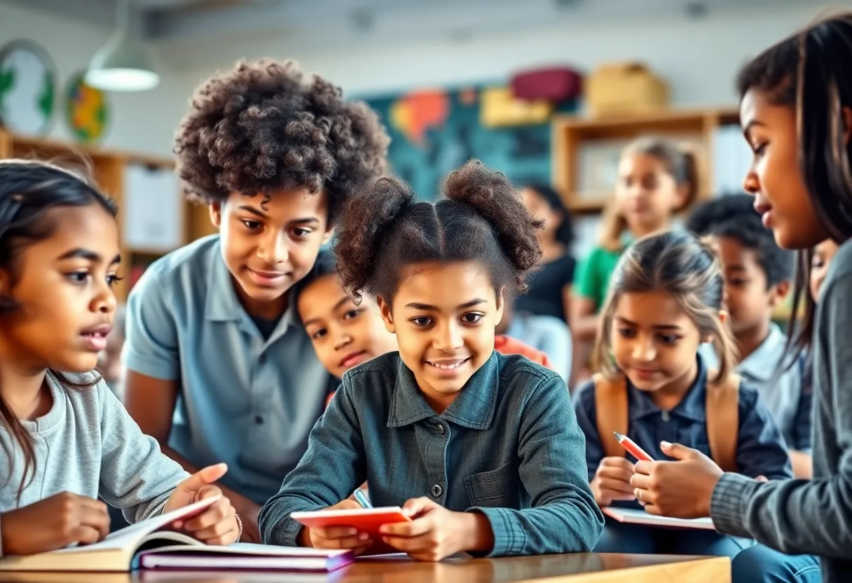 Diverse students celebrating academic success in Omaha schools