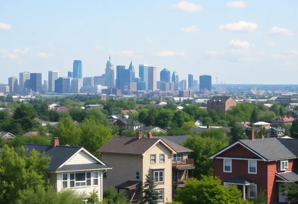 View of Omaha skyline with focus on affordable rental properties