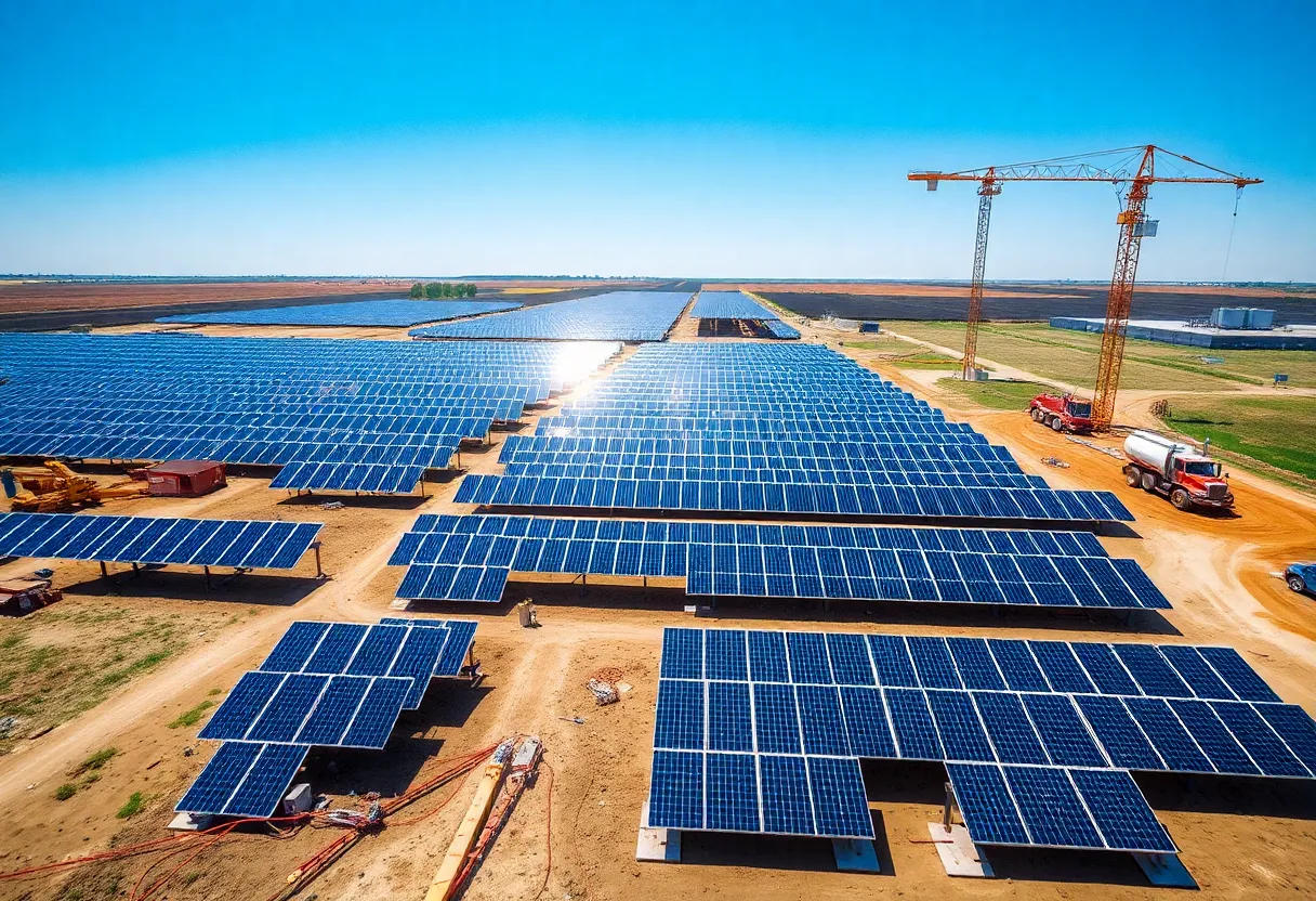 Construction of a solar farm in Omaha