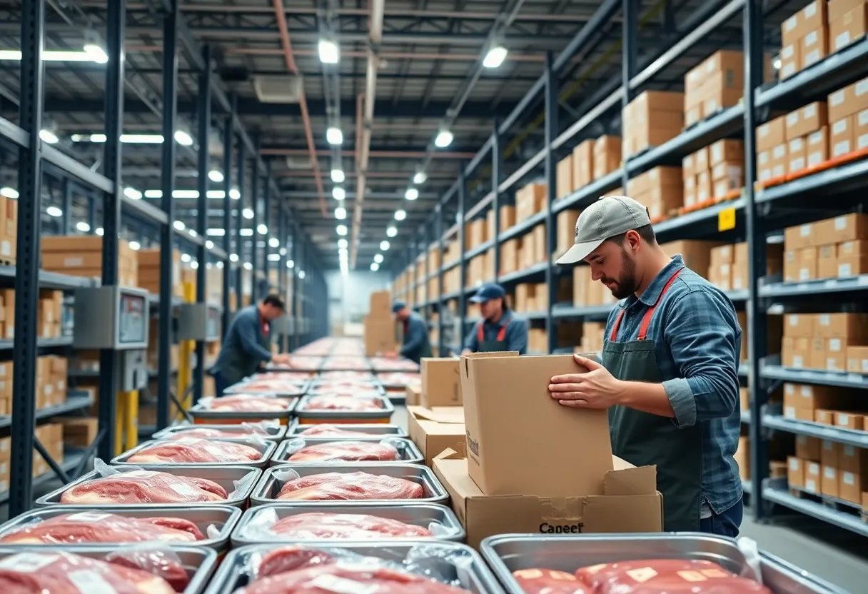 High-tech fulfillment center for Omaha Steaks e-commerce.