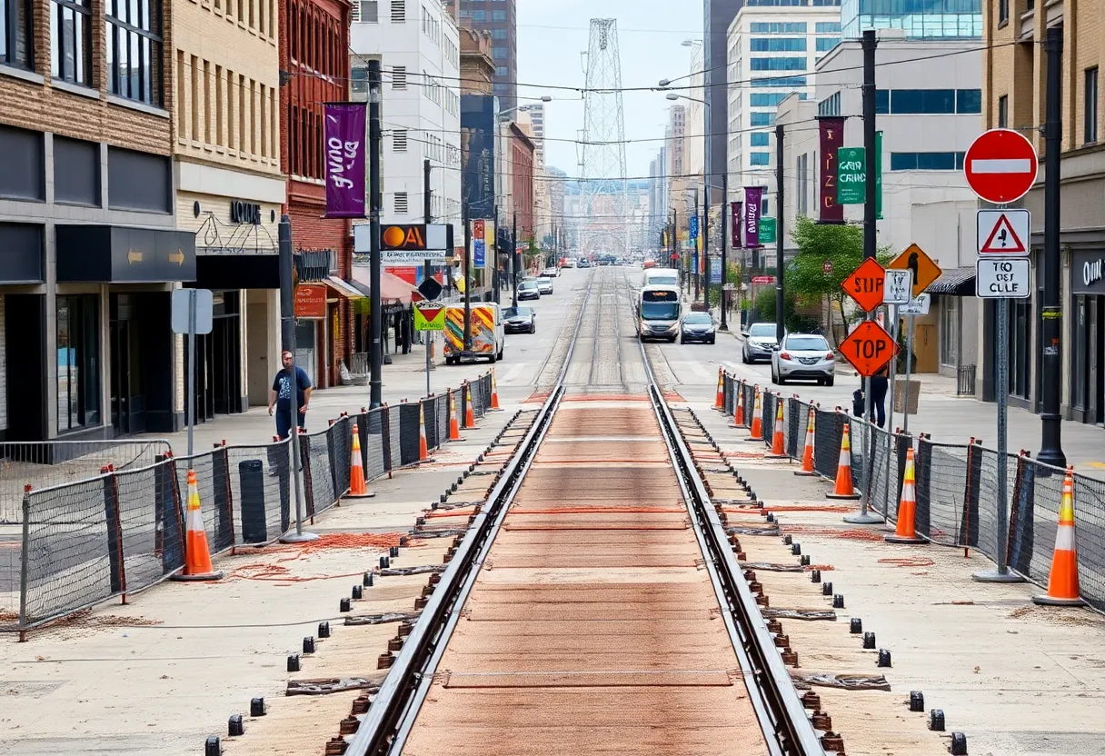 Construction work on streetcar tracks in Omaha affecting local businesses