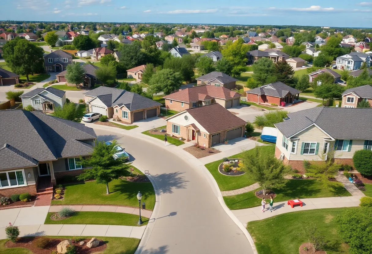 Suburban neighborhood in Omaha with residential homes