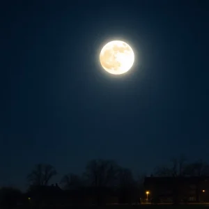Supermoon shining over Omaha park
