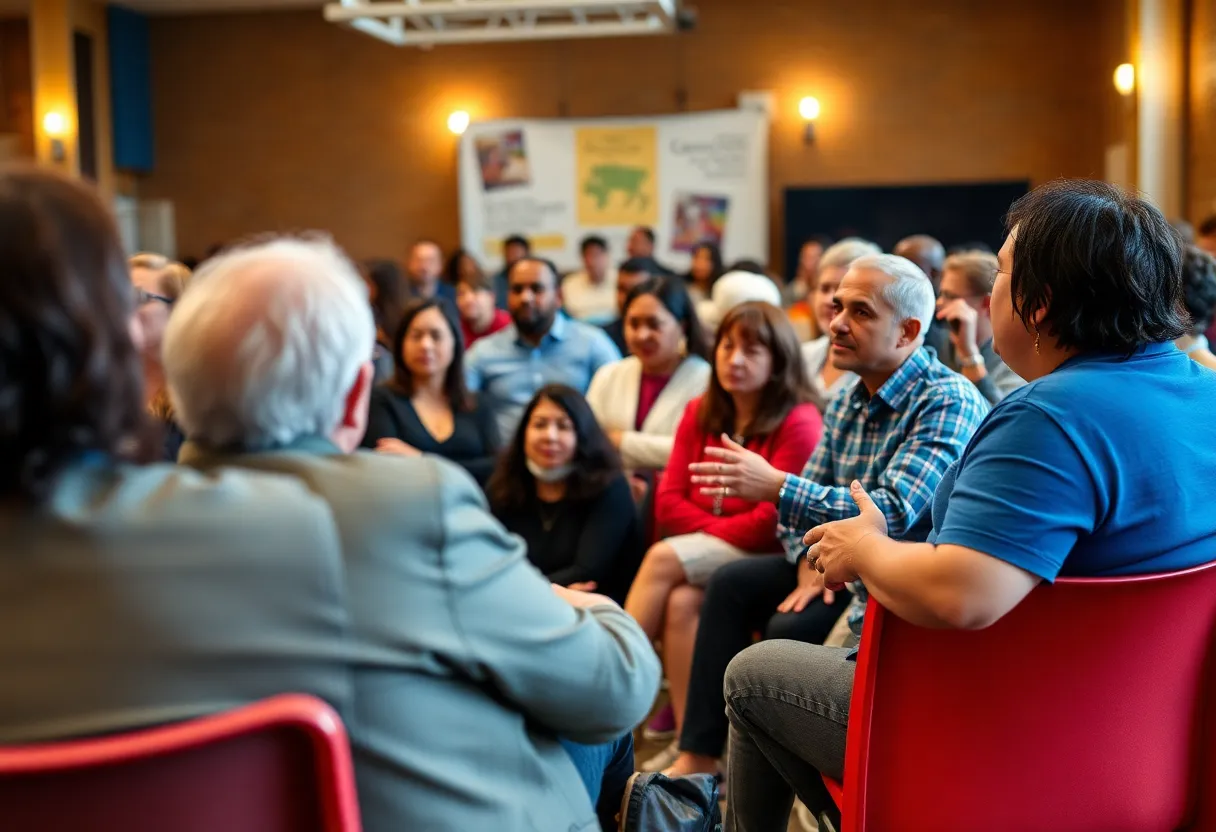 Community meeting discussing budget cuts at UNL