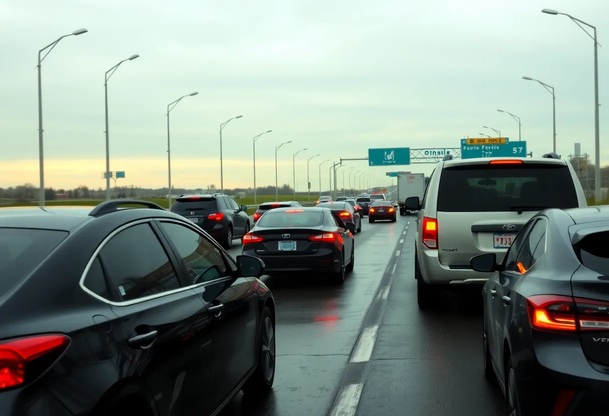 Traffic pileup on I-80 in Omaha during rush hour