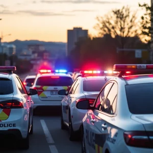 Police cars during a traffic stop in Omaha