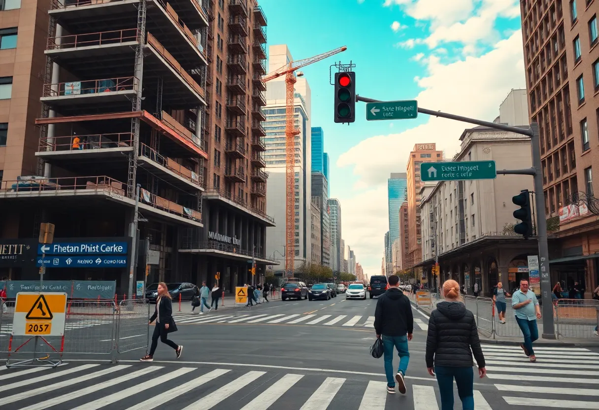 Construction work at a busy intersection in Omaha