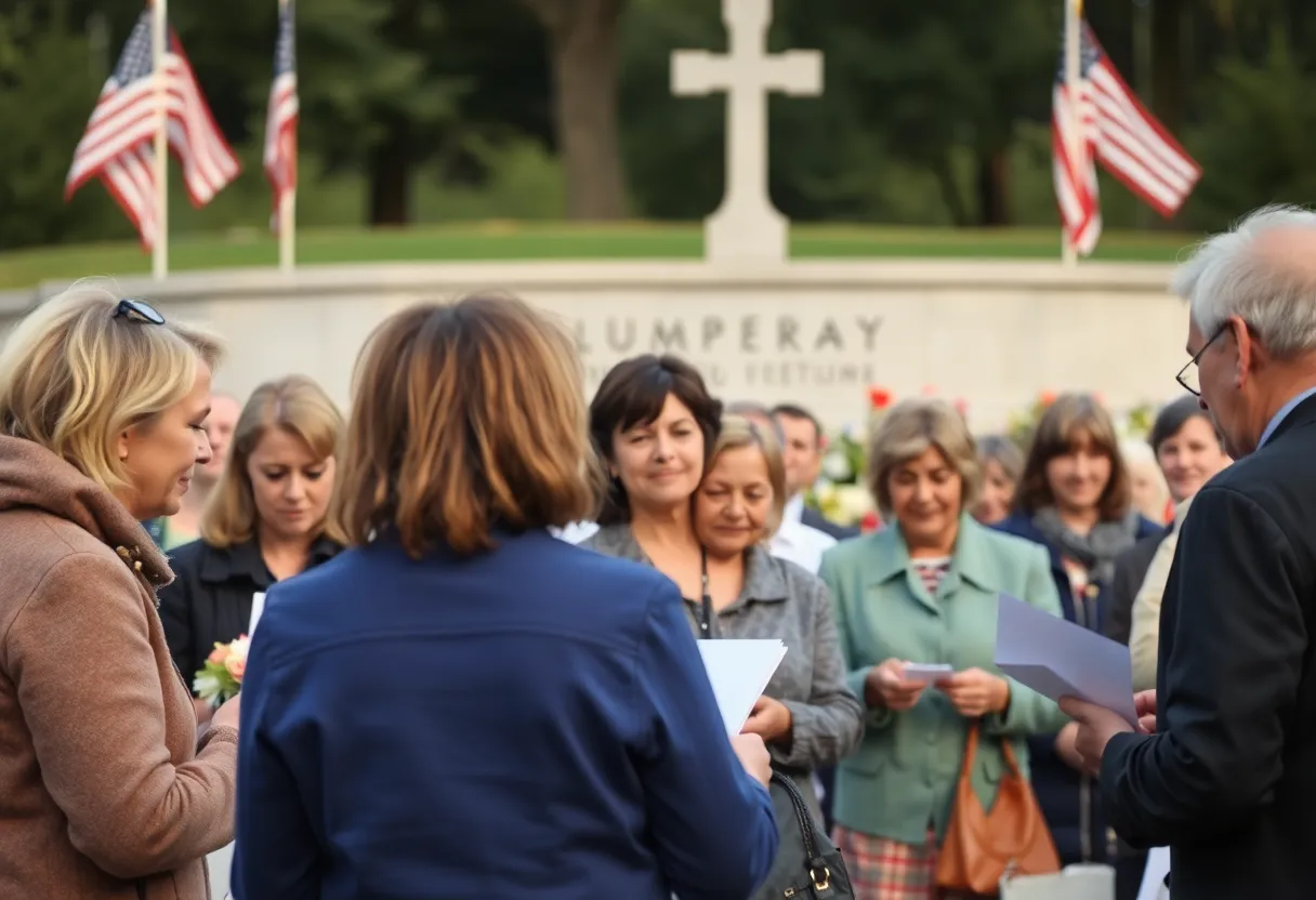 Families gathering at a memorial event for Vietnam War MIAs.