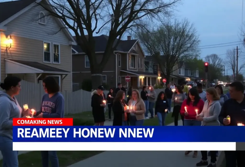 Community members holding candles during a vigil for Emily Carter in Omaha