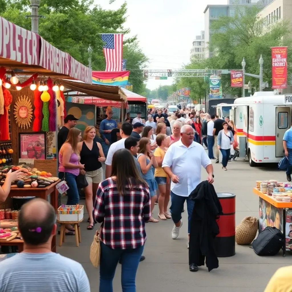 Lively outdoor festival in Omaha featuring crafts and street performers