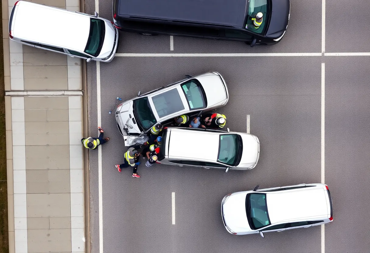 Multi-vehicle crash on West Dodge Road with emergency responders at the scene