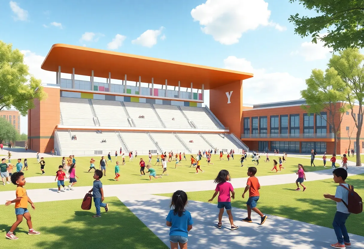 Rendering of the new stadium and YMCA for Omaha youth