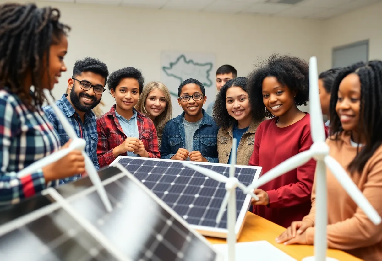 Students participating in renewable energy training at Omaha Community Colleges