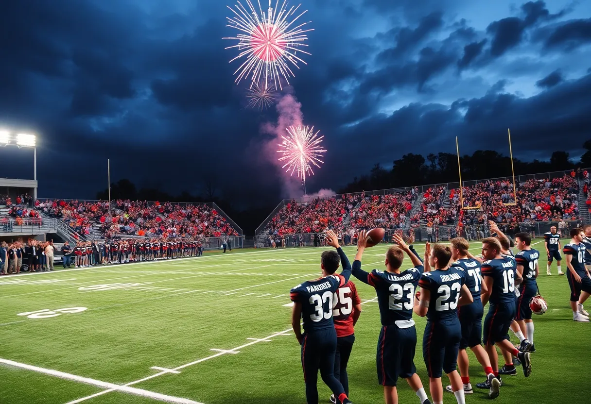 Papio South High School football team celebrating their victory