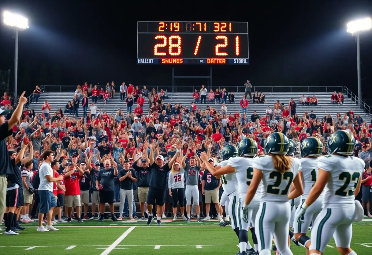 Papio South High School football team celebrating district championship win