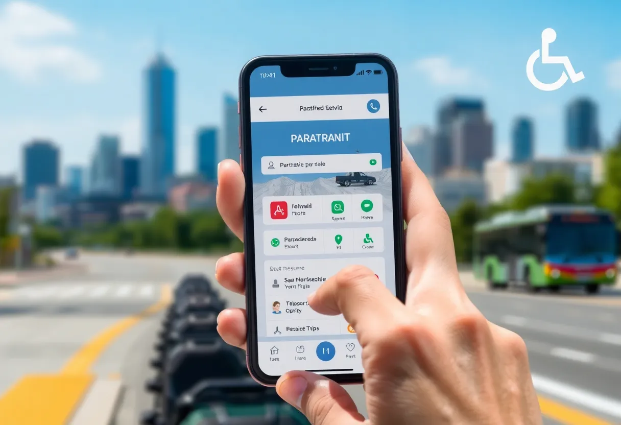 User interacting with the VANLNK app for paratransit services