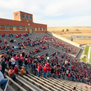 Stadium at Plattsmouth High School with community supporters