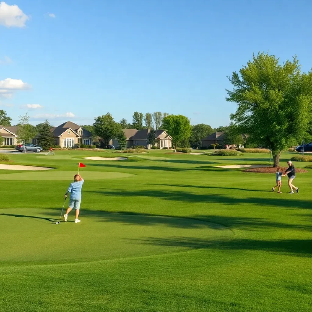 A scenic view of Prairie Links Executive Golf Course in Omaha with lush green fairways