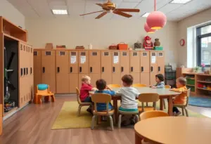 Children's daycare with safety measures in place
