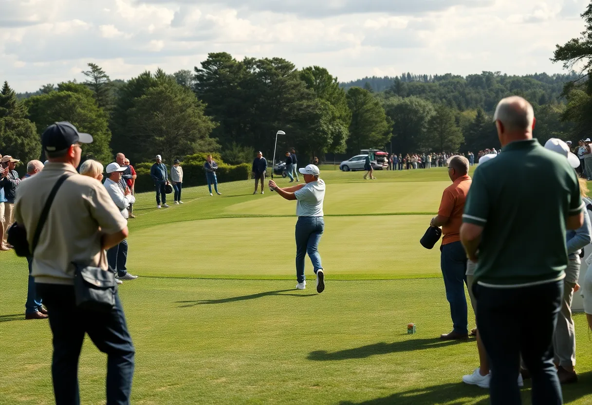 Celebration of a golfer scoring a hole-in-one on a par-3 hole