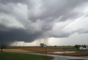 Storm clouds and hail in McCook, Nebraska