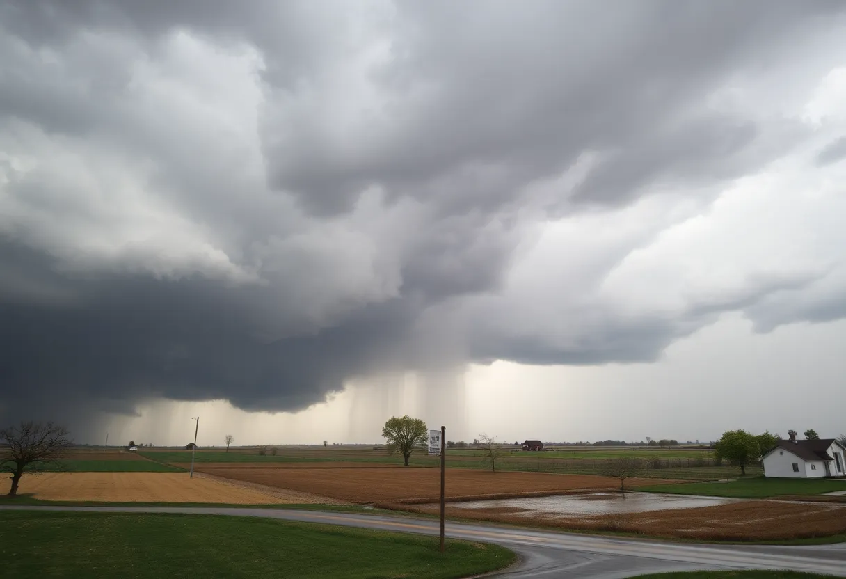 Storm clouds and hail in McCook, Nebraska