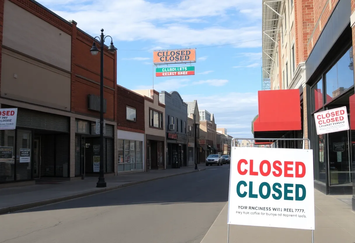 Closed business storefronts in South Omaha