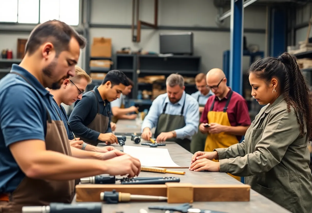 Workers participating in training for Nebraska's apprenticeship programs