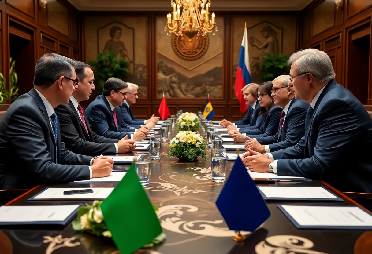 Meeting showcasing discussions between leaders on agriculture and trade.