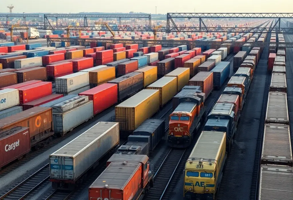 Freight trains at Omaha railway yard