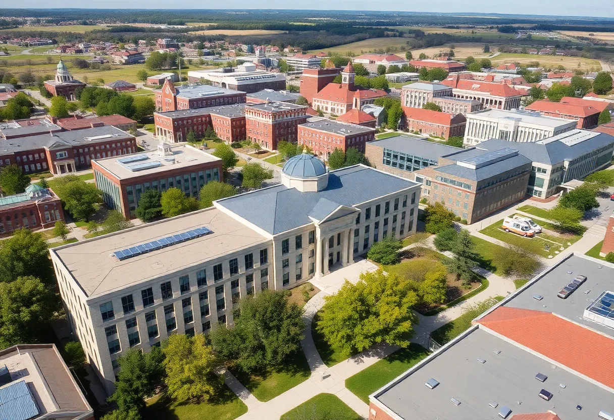 Aerial view of the University of Nebraska facilities