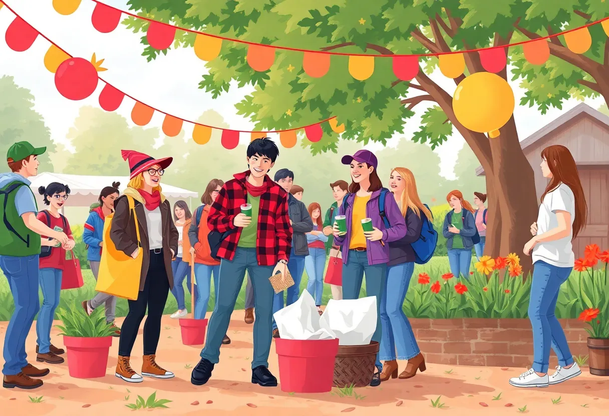 Students celebrating during the University of Nebraska homecoming, emphasizing agribusiness outreach.