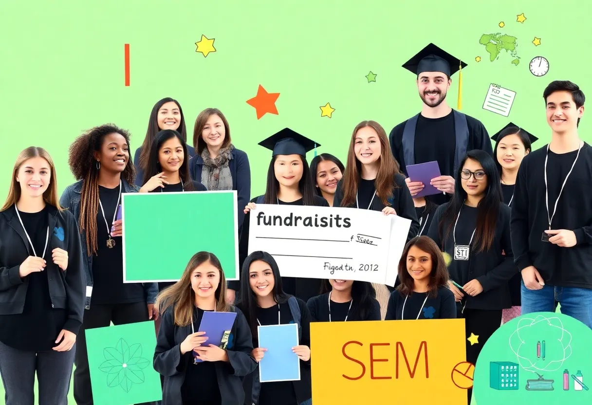 University of Nebraska Omaha fundraising event with students wearing black