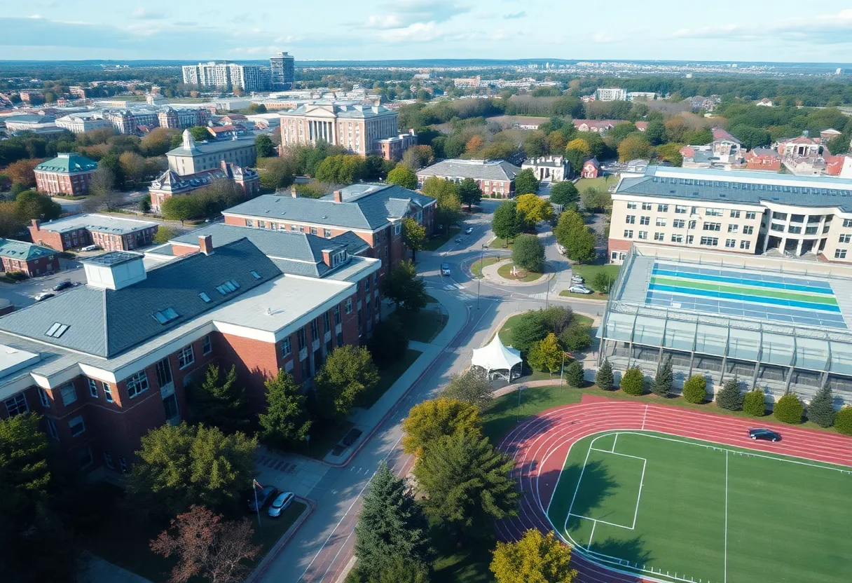 University of Nebraska Omaha campus highlighting athletic facilities