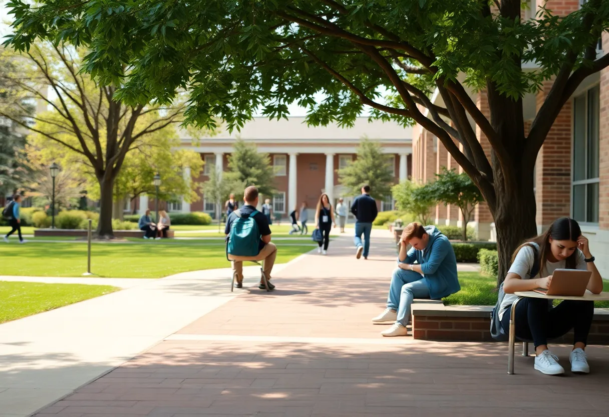 Students at the University of Nebraska Omaha enjoying the campus after the swatting incident