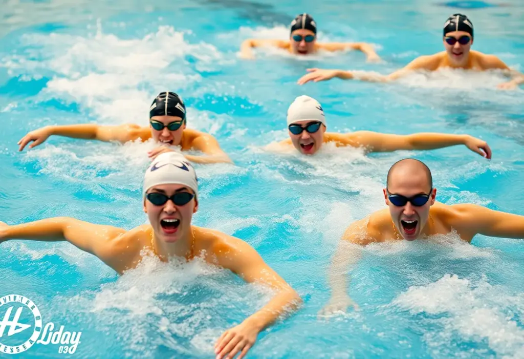 University of Nebraska Omaha swim team competing in a race.