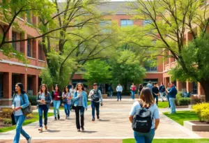 Students at the University of Nebraska Omaha engaging in campus activities