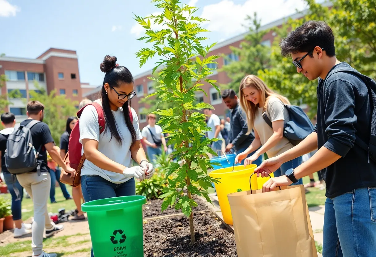 Students at UNO participating in sustainability activities