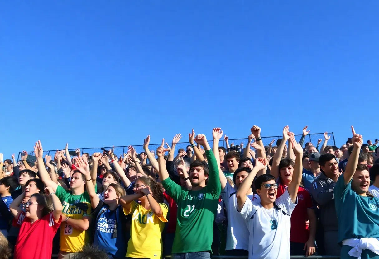 UNO Mavericks soccer fans celebrating during the match