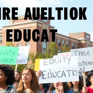 Students rallying at the University of Nebraska at Omaha, advocating for equitable scholarship policies.