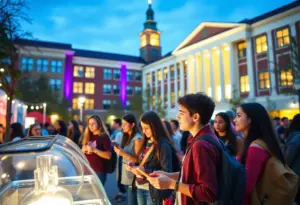 High school students engaged in STEM activities at the University of Nebraska Omaha.