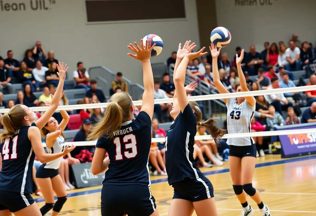 University of Nebraska Omaha women's volleyball team playing against University of Nebraska-Lincoln