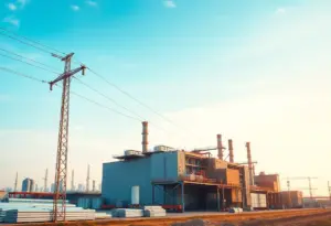 Manufacturing facility of Valmont Industries with utility poles