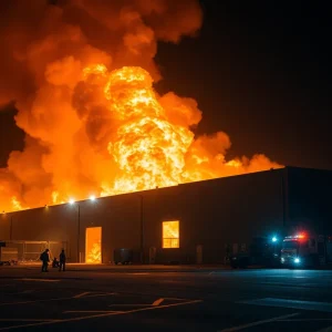 Firefighters battling a large warehouse fire in South Omaha