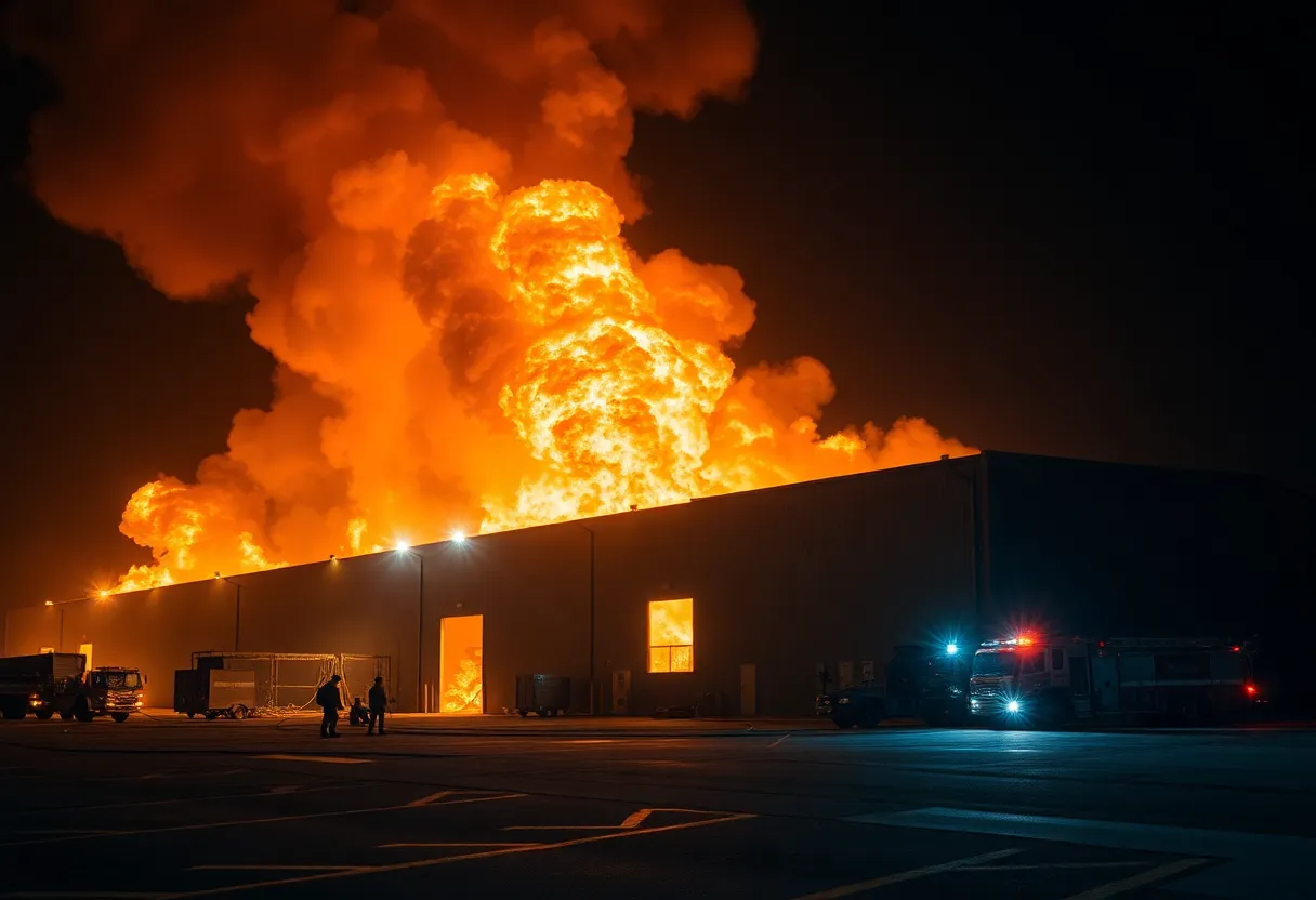 Firefighters battling a large warehouse fire in South Omaha